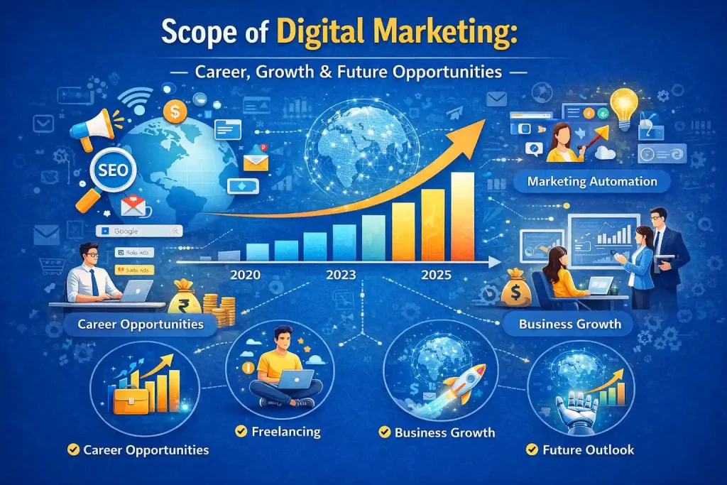 Scope of digital marketing showing career growth and future opportunities